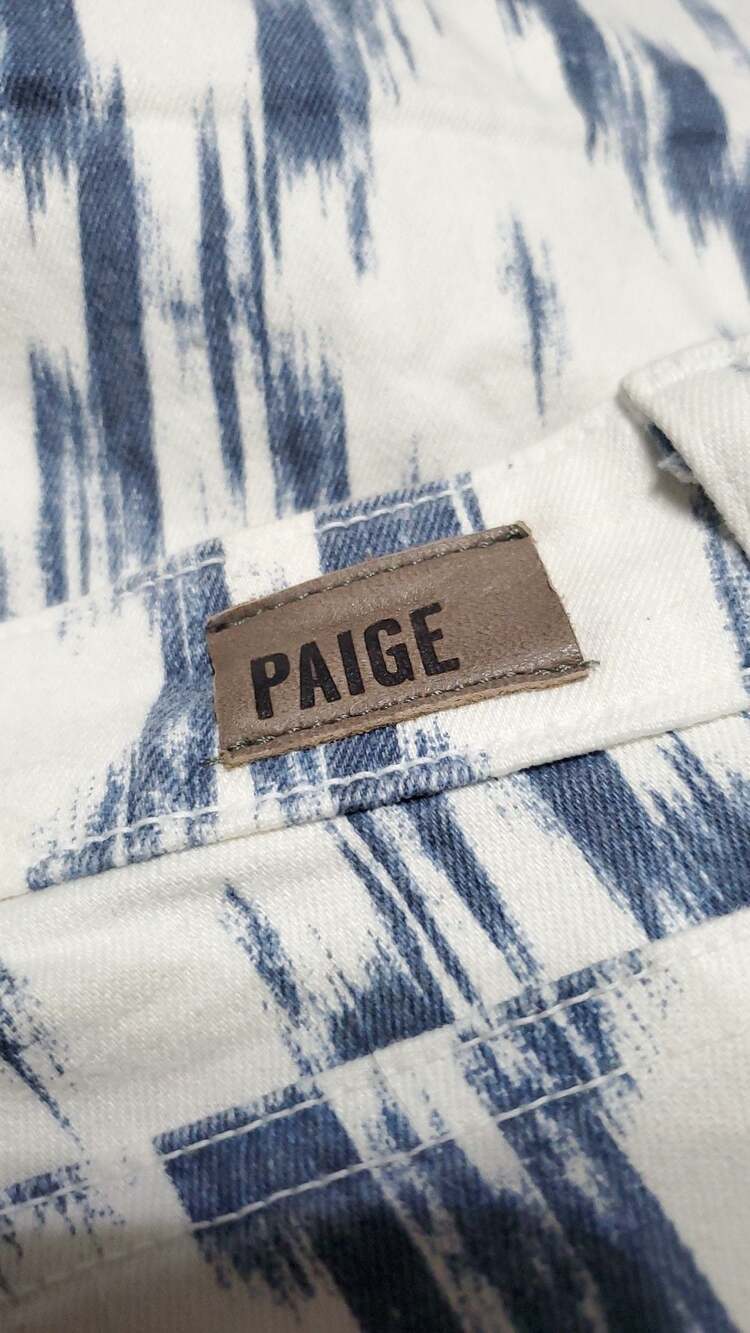 Paige Verdugo Ultra Skinny Jeans Blue White Ikat Print Size 28 - Picture 5 of 5